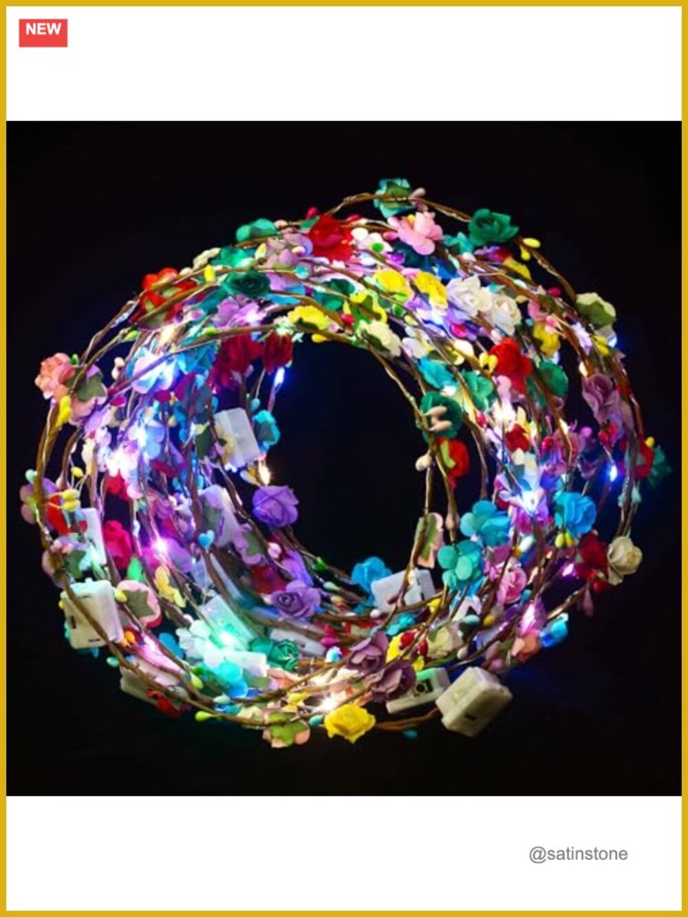 LED Flower Crown Headbands Light Up Floral Wreath 30 Pcs Paper Hair Accessories